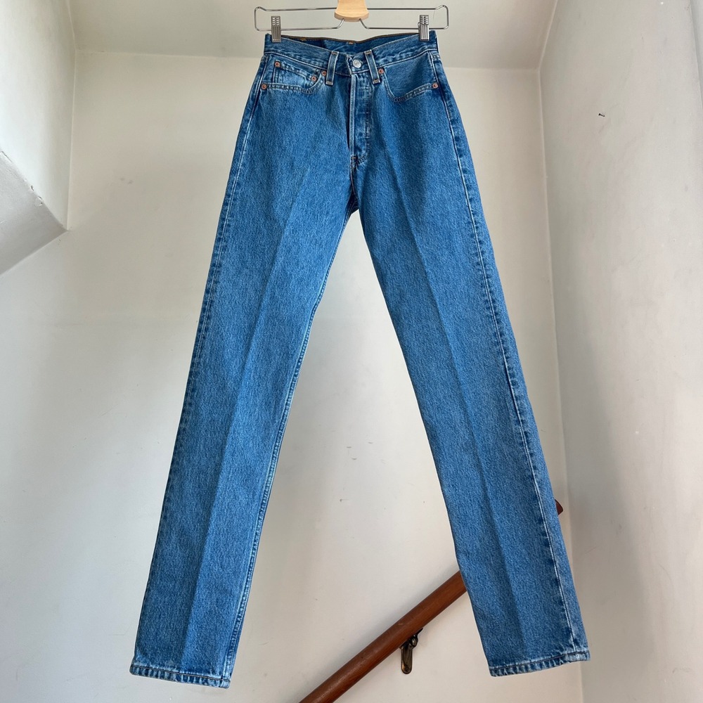 Vintage Levis 501 Jeans Size 26 Blue Made in USA High Rise Straight Leg Denim